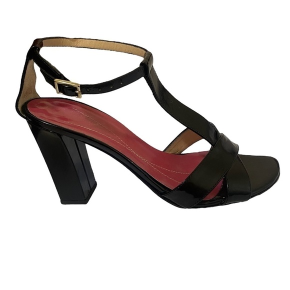 Kate Spade Lucinda T-Strap Black Patent Leather Chunky Heeled Sandal Size 5 - Picture 6 of 8